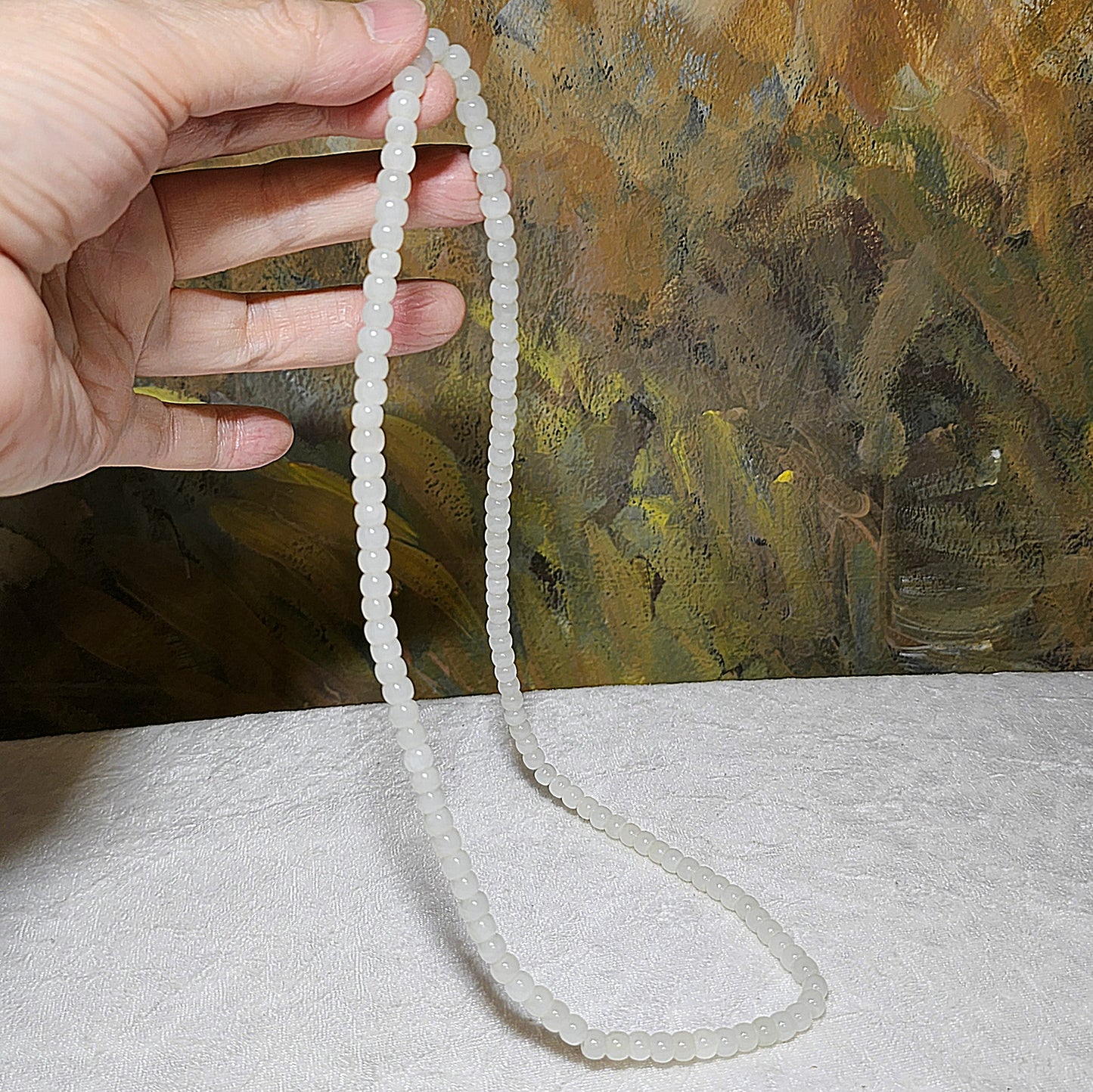 6.2mm Premium Nephrite warm white 118 traditional old style beads necklace multiple loops bracelet (with certificate) 精品和田玉暖白118老型珠项链多圈手链(带证书)