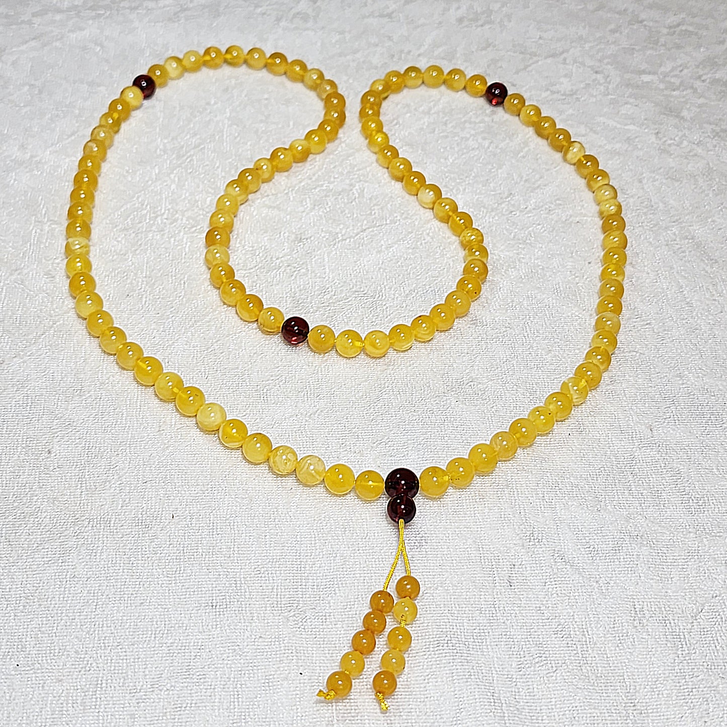 7.2mm Premium Butterscotch Amber 108 mala necklace 优质蜜蜡108念珠项链