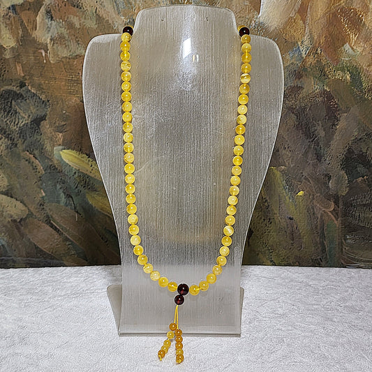 7.2mm Premium Butterscotch Amber 108 mala necklace 优质蜜蜡108念珠项链