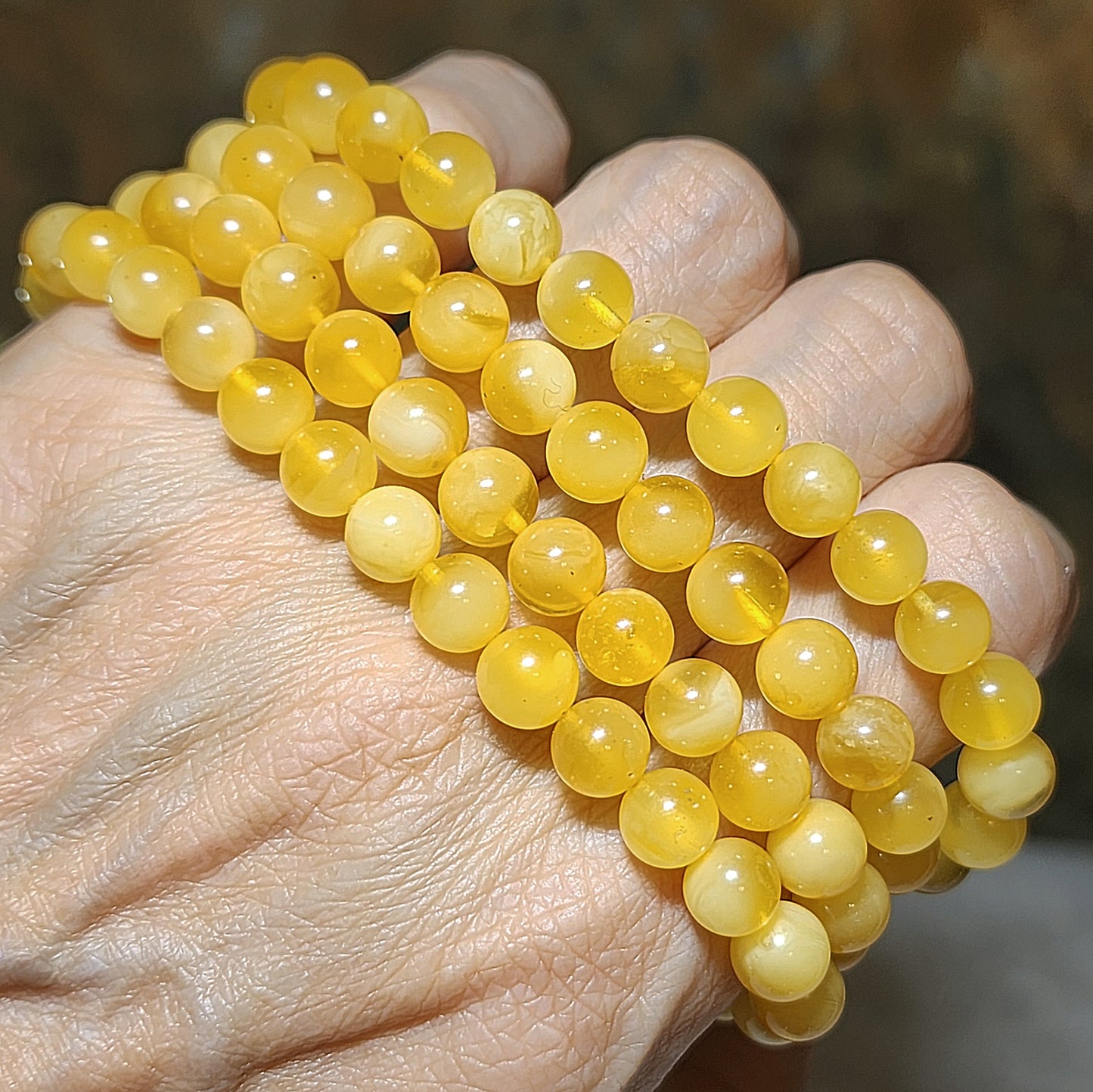 7.2mm Premium Butterscotch Amber 108 mala necklace 优质蜜蜡108念珠项链