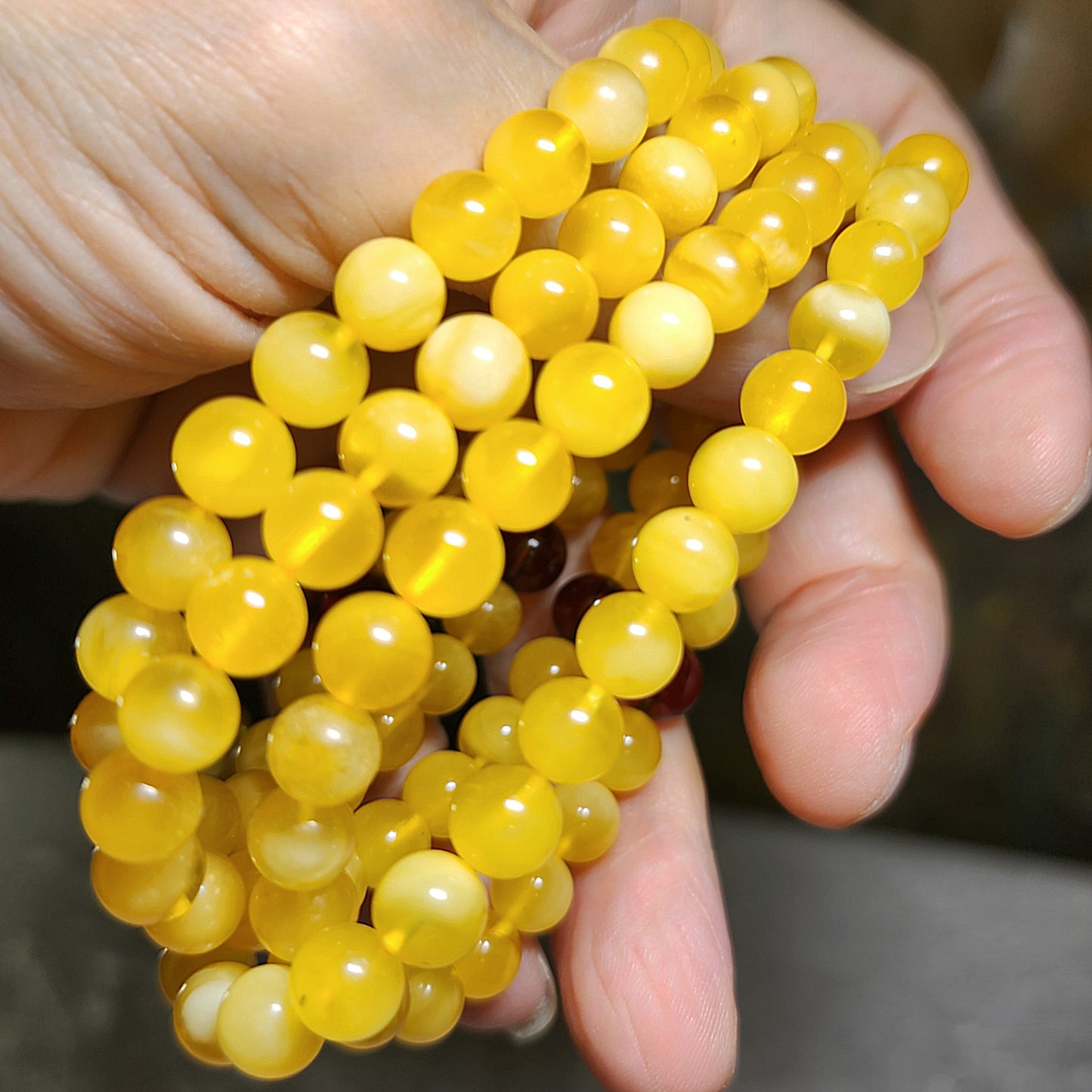 7.2mm Premium Butterscotch Amber 108 mala necklace 优质蜜蜡108念珠项链