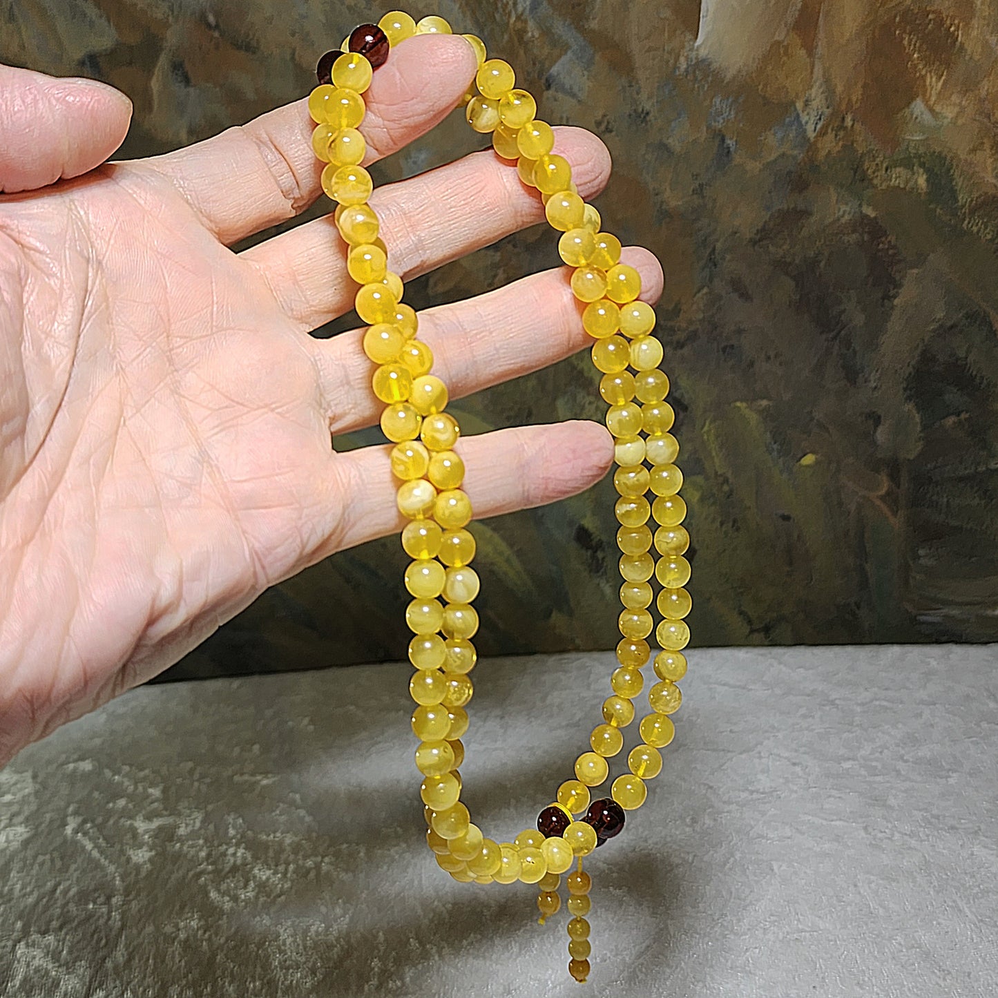 7.2mm Premium Butterscotch Amber 108 mala necklace 优质蜜蜡108念珠项链