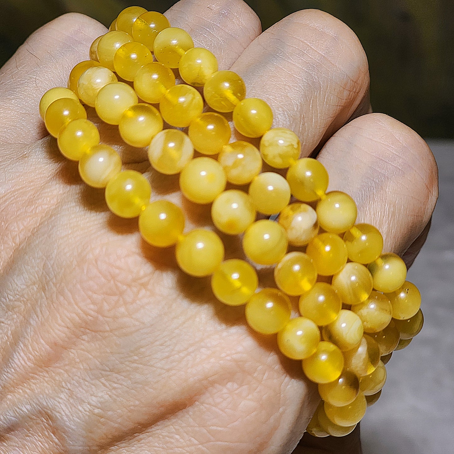 6.3mm Premium Butterscotch Amber 108 mala necklace [Natural Crystal] 6.3毫米优质蜜蜡108念珠项链