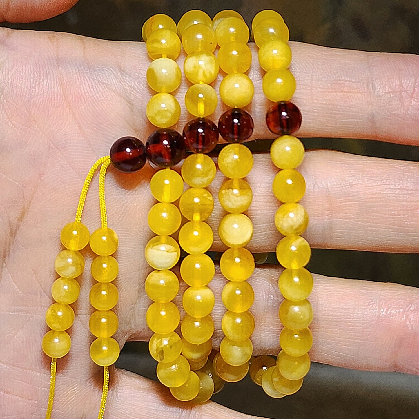 6.3mm Premium Butterscotch Amber 108 mala necklace [Natural Crystal] 6.3毫米优质蜜蜡108念珠项链