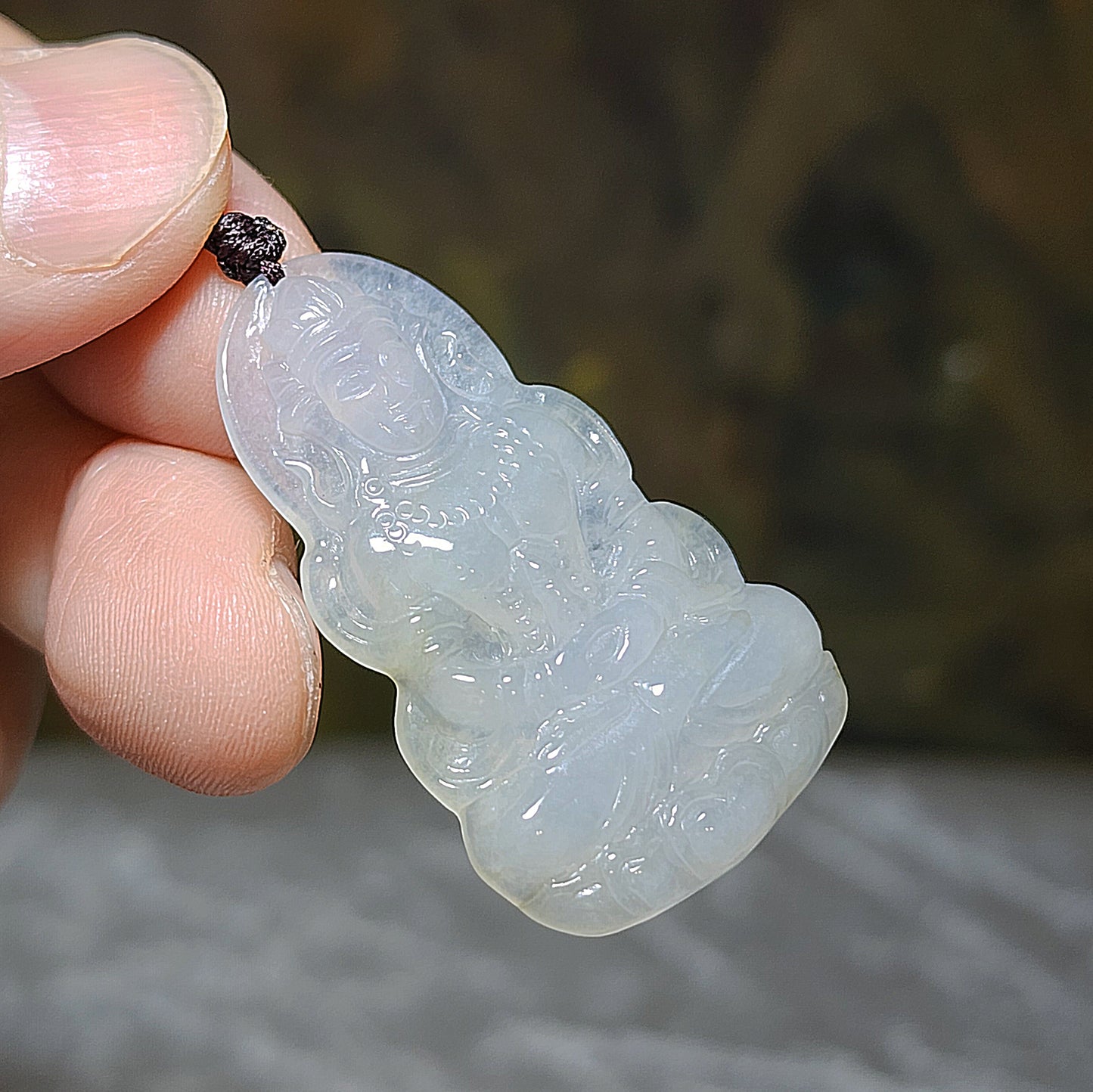 [Sold] Premium Type A Jadeite Icy Guan Yin Green Tara pendant and Type A Jadeite necklace 精品冰透翡翠观音度母吊坠配翡翠链