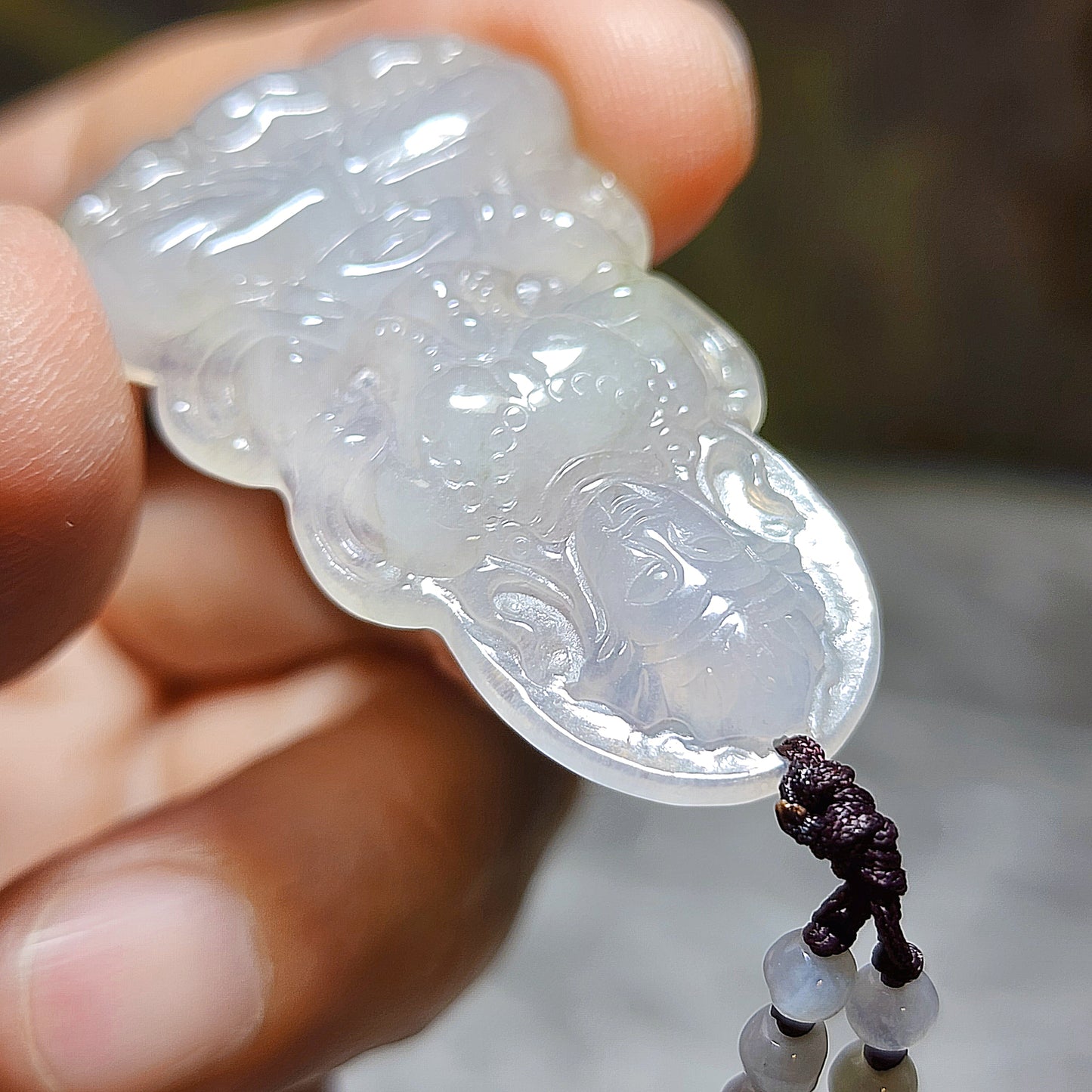 [Sold] Premium Type A Jadeite Icy Guan Yin Green Tara pendant and Type A Jadeite necklace 精品冰透翡翠观音度母吊坠配翡翠链