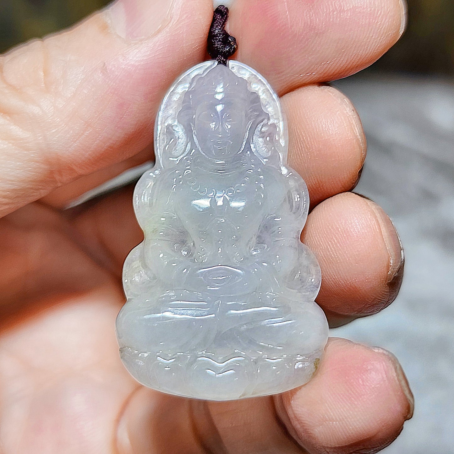 [Sold] Premium Type A Jadeite Icy Guan Yin Green Tara pendant and Type A Jadeite necklace 精品冰透翡翠观音度母吊坠配翡翠链