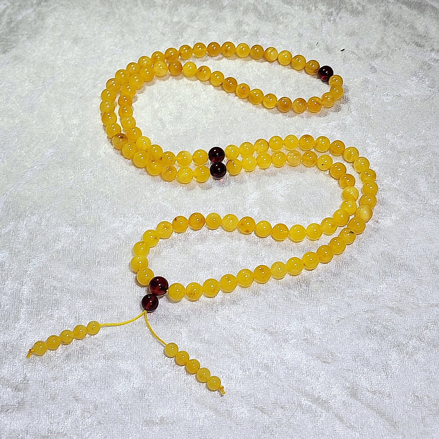 7.2mm Premium Butterscotch Amber 108 mala necklace [Natural Crystal] 7.2毫米优质蜜蜡108念珠项链