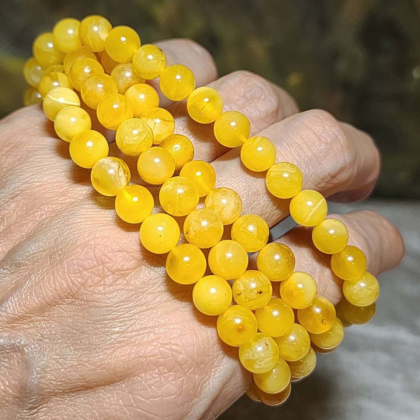 7.2mm Premium Butterscotch Amber 108 mala necklace [Natural Crystal] 7.2毫米优质蜜蜡108念珠项链