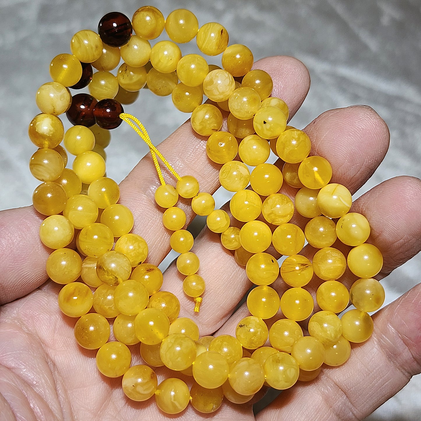 7.2mm Premium Butterscotch Amber 108 mala necklace [Natural Crystal] 7.2毫米优质蜜蜡108念珠项链