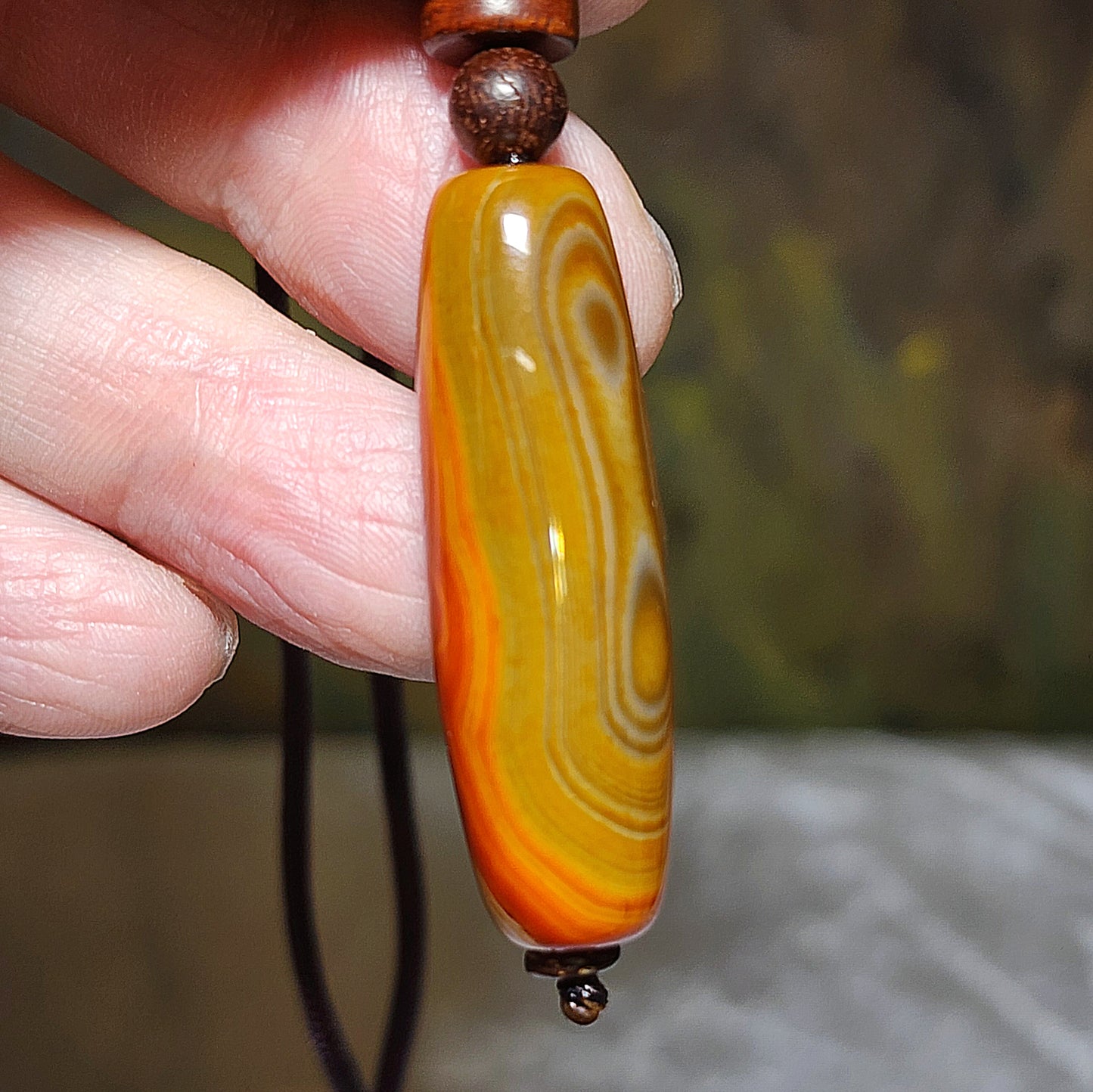 Tibetan Sardonyx Natural Eyes 4 Eyes Dzi pendant [Natural Crystal] 西藏天然缠丝玛瑙天眼四眼天珠