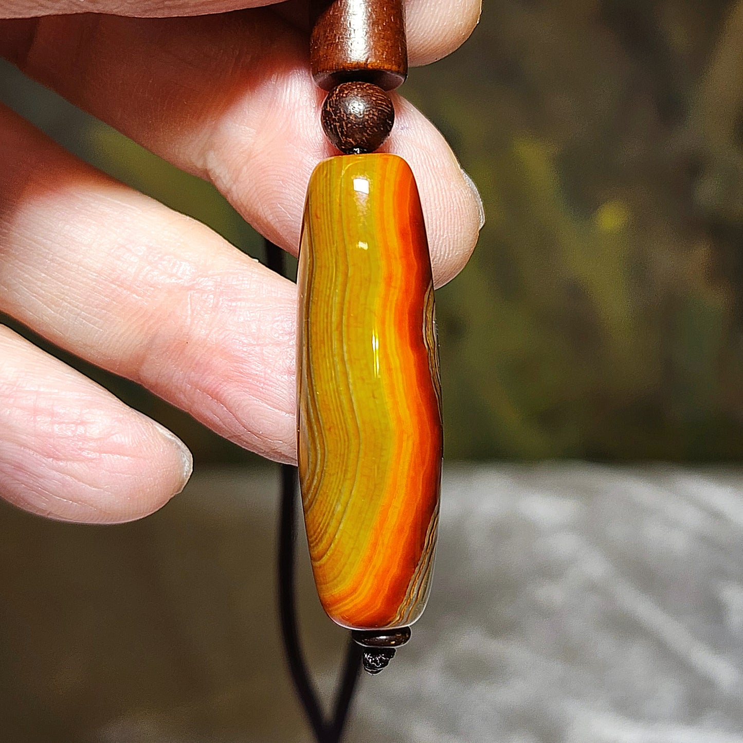 Tibetan Sardonyx Natural Eyes 4 Eyes Dzi pendant [Natural Crystal] 西藏天然缠丝玛瑙天眼四眼天珠