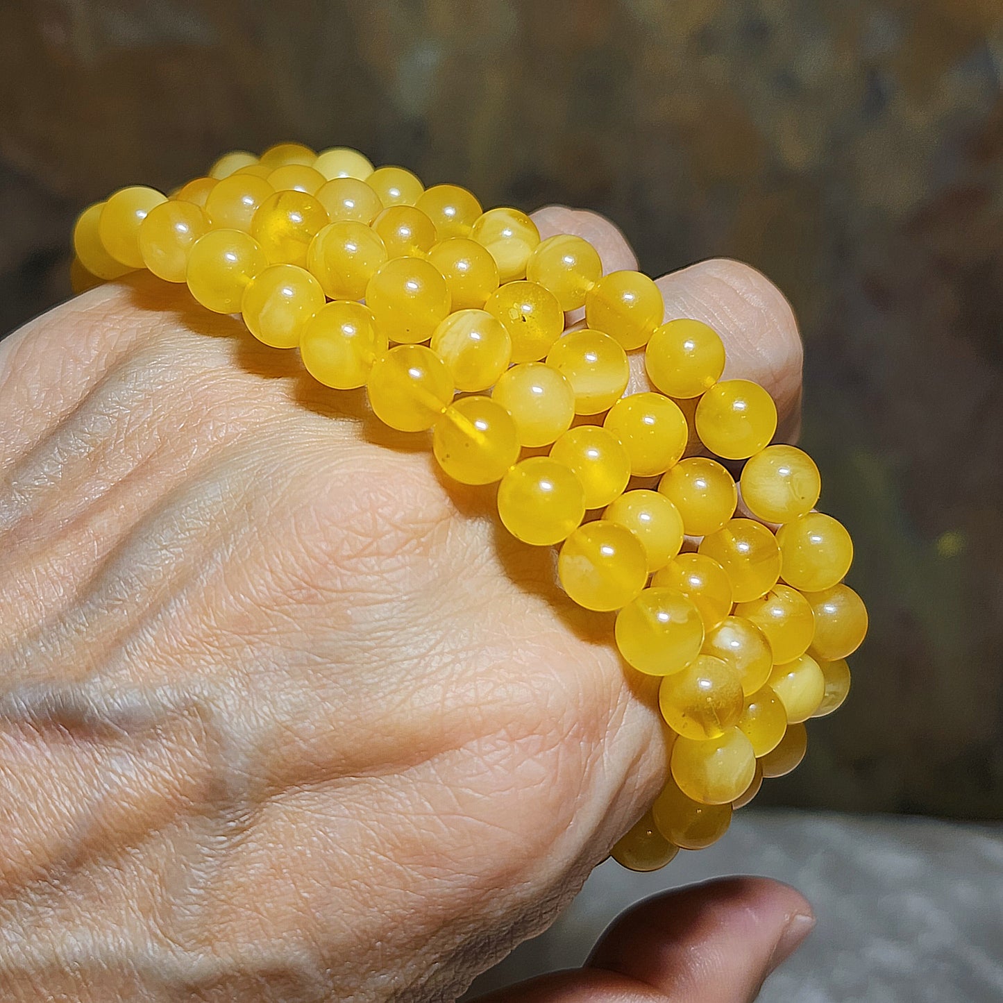 7.5mm+ Premium Butterscotch Amber 108 mala necklace [Natural Crystal] 优质蜜蜡108念珠项链