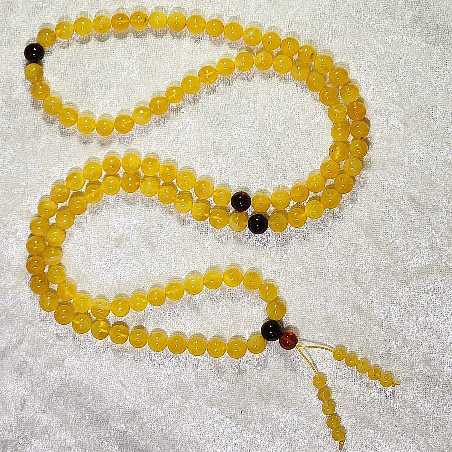 7.5mm+ Premium Butterscotch Amber 108 mala necklace [Natural Crystal] 优质蜜蜡108念珠项链