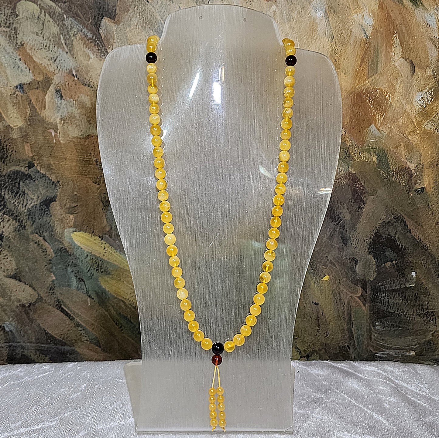 7.5mm+ Premium Butterscotch Amber 108 mala necklace [Natural Crystal] 优质蜜蜡108念珠项链