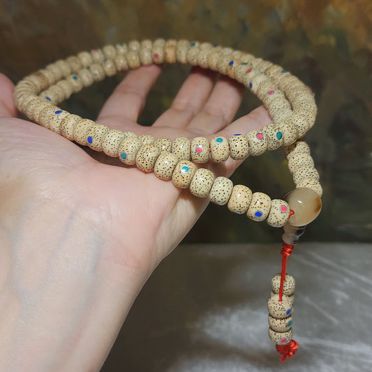 10mm Premium Star & Moon Bodhi with Nan Hong Lapis lazuli Hubei Turquoise Inlay 108 mala necklace 优质星月菩提镶嵌天然湖北绿松石南红青金石108念珠项链