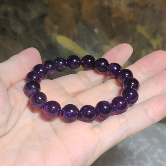 Premium 11mm natural Uruguay Amethyst intense purple bracelet 精品乌拉圭天然紫水晶深紫手链