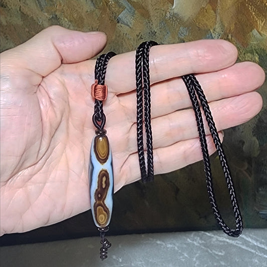 50.5mm Premium Tibetan Sardonyx Natural Eyes 7 Eyes Dzi pendant 精品藏传缠丝玛瑙天眼七眼天珠