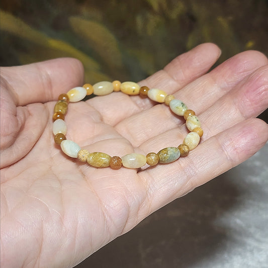 Gegegems Creation Premium 5.8mm Type A Yellow Jadeite bracelet 精品黃翡手链