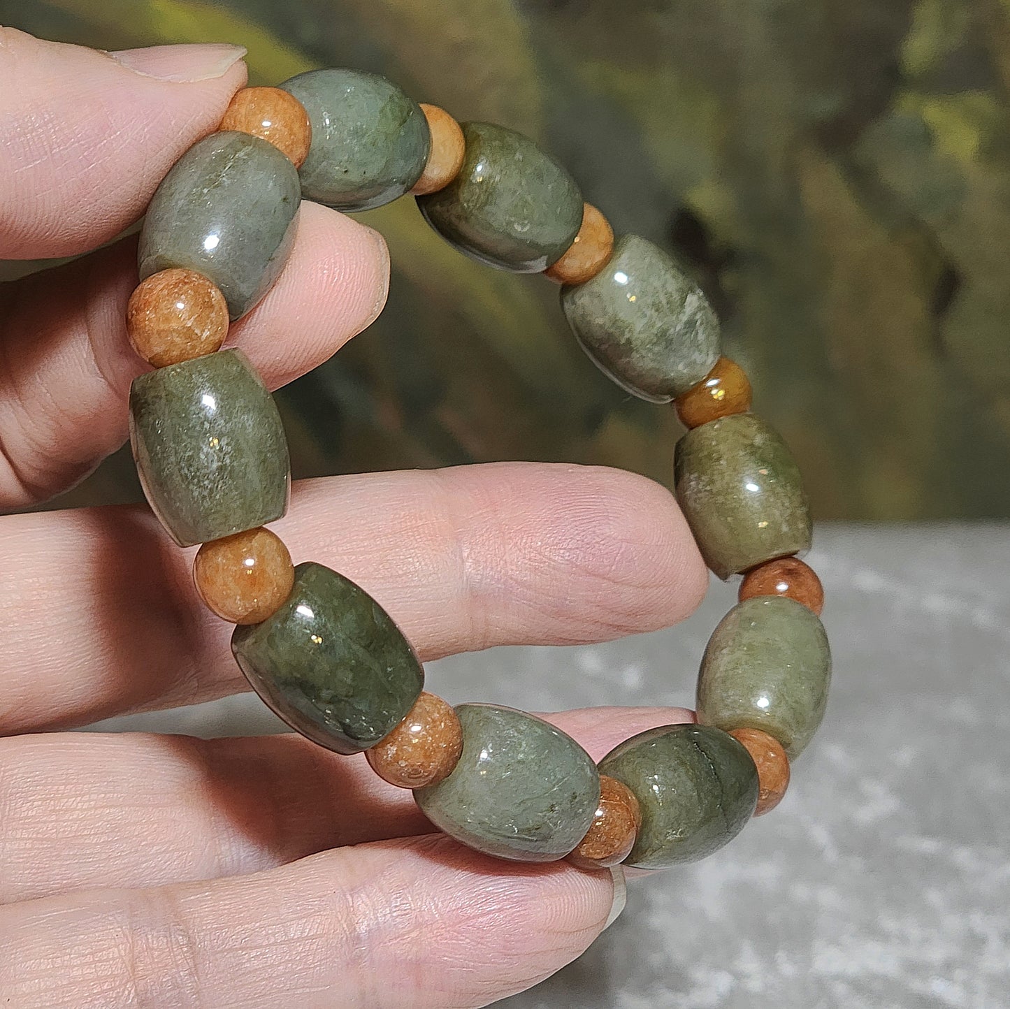 Type A Jadeite 12mm light green light yellow barrel beads (with certificate) and 8mm Yellow Jadeite beads bracelet 翡翠A货淡黄绿桶珠(带证书)配黄翡圆珠手链