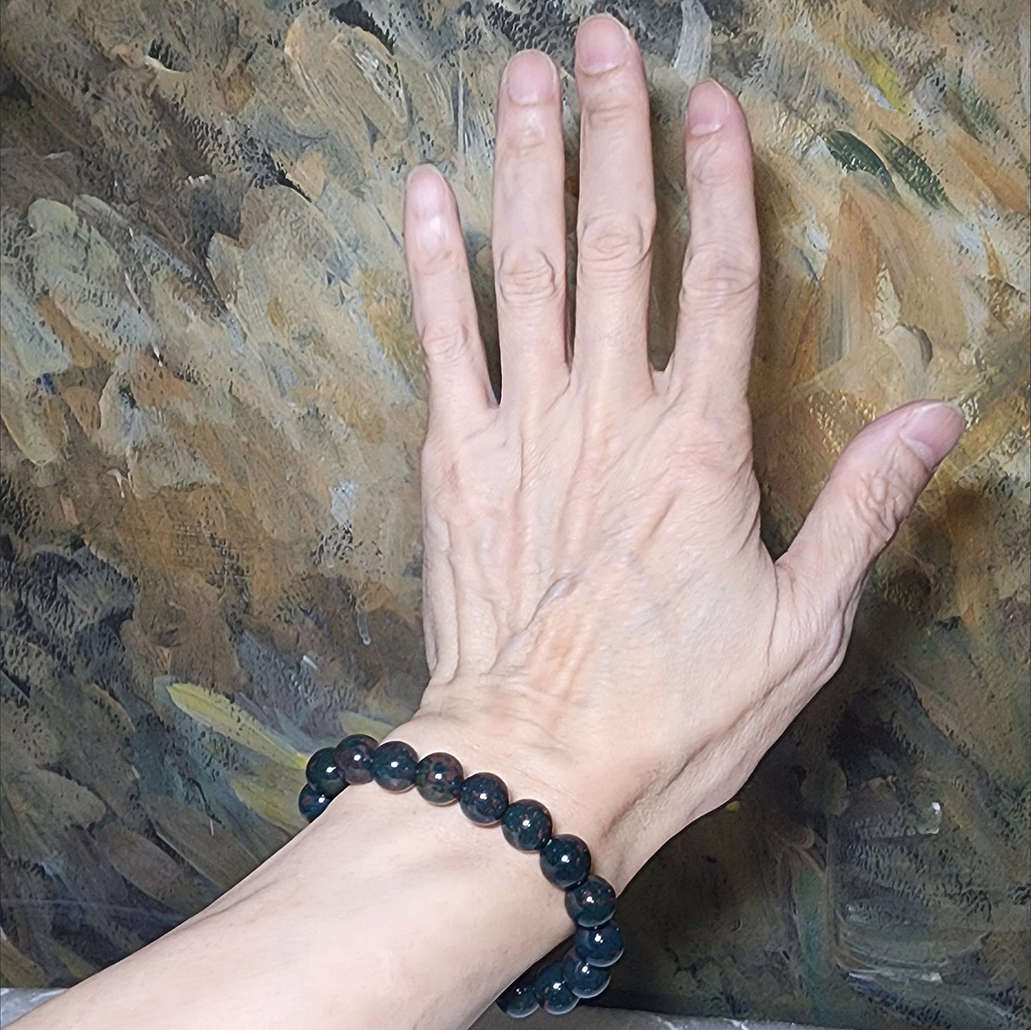 Gegegems premium 10.3mm India old mine Bloodstone bracelet [Natural Crystal] 精品老矿印度血石手链