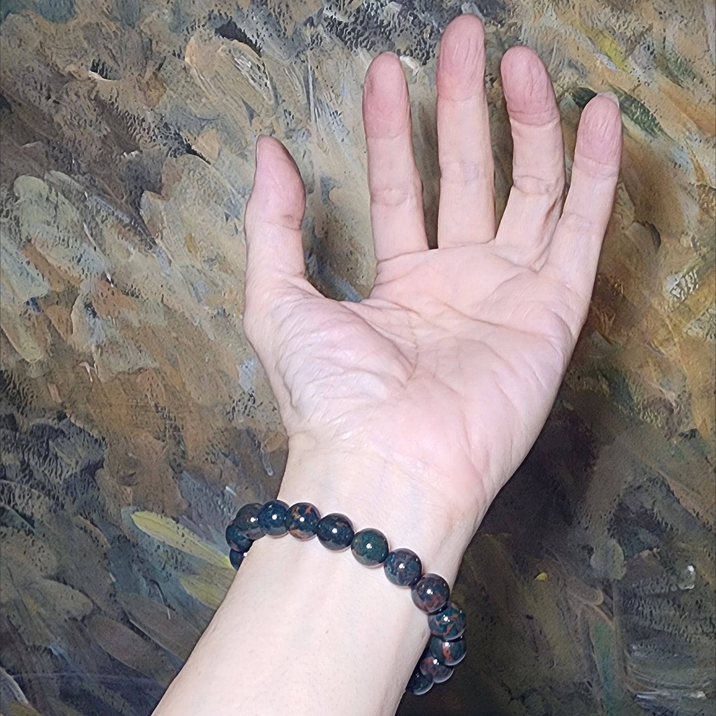 Gegegems premium 10.3mm India old mine Bloodstone bracelet [Natural Crystal] 精品老矿印度血石手链