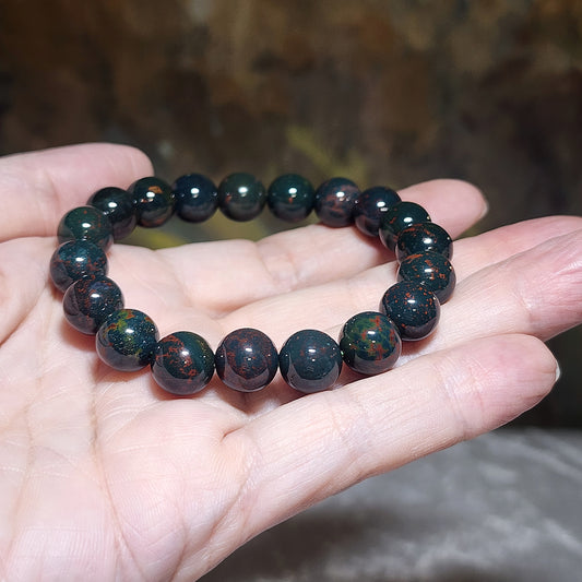 Gegegems premium 10.3mm India old mine Bloodstone bracelet [Natural Crystal] 精品老矿印度血石手链