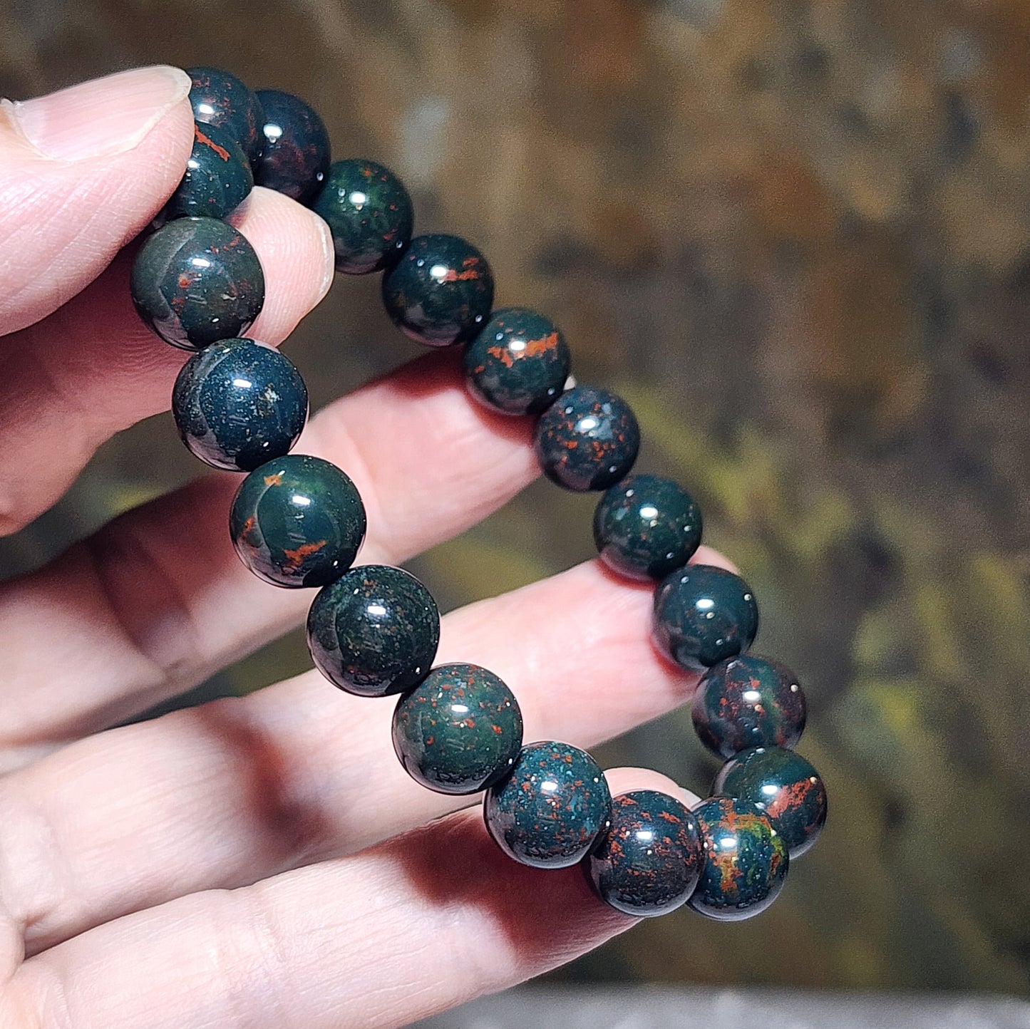 Gegegems premium 10.3mm India old mine Bloodstone bracelet [Natural Crystal] 精品老矿印度血石手链