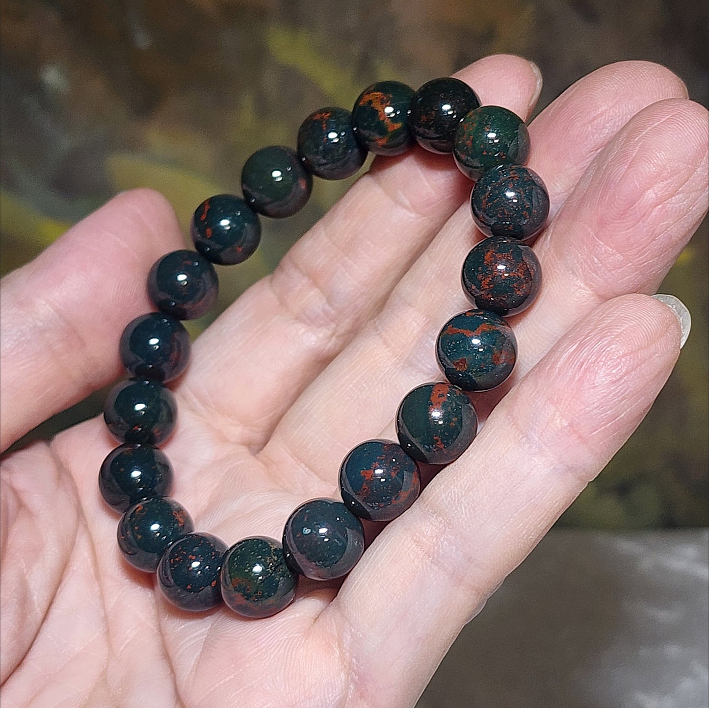 Gegegems premium 10.3mm India old mine Bloodstone bracelet [Natural Crystal] 精品老矿印度血石手链