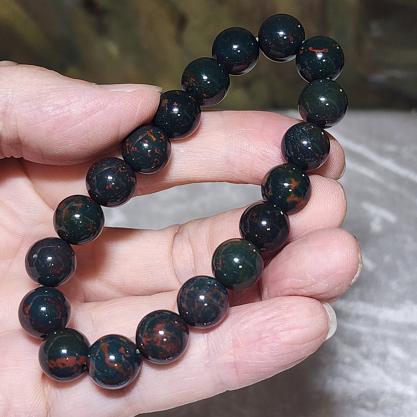 Gegegems premium 10.3mm India old mine Bloodstone bracelet [Natural Crystal] 精品老矿印度血石手链