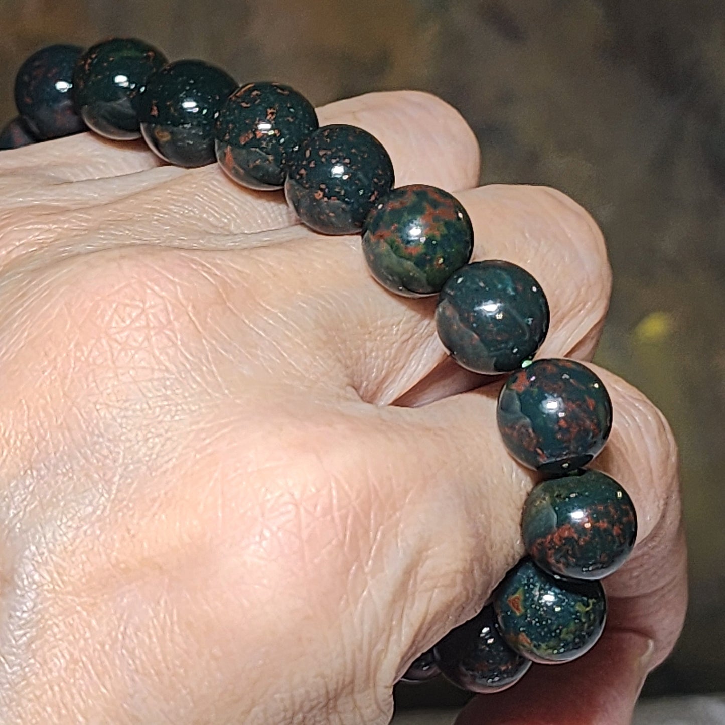 Gegegems premium 10.3mm India old mine Bloodstone bracelet [Natural Crystal] 精品老矿印度血石手链