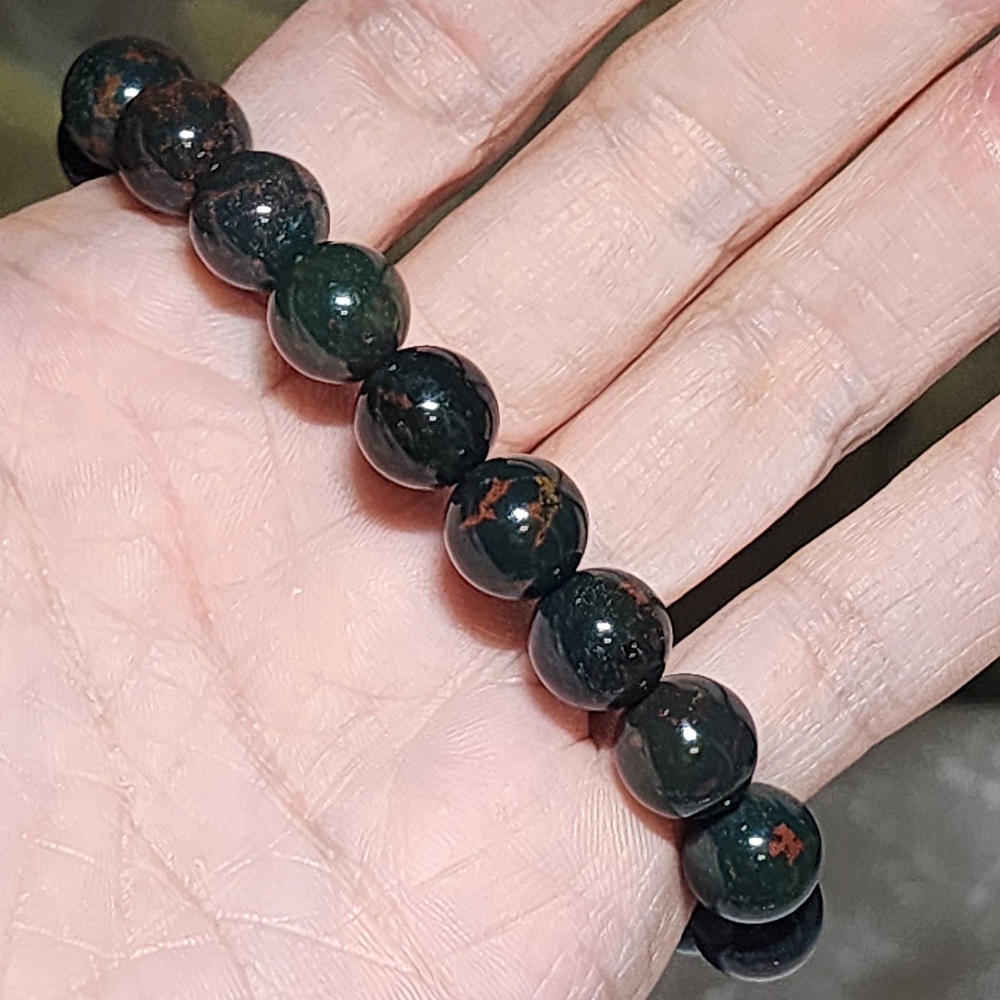 Gegegems premium 10.3mm India old mine Bloodstone bracelet [Natural Crystal] 精品老矿印度血石手链