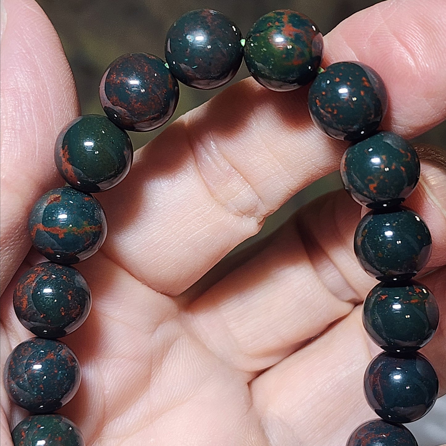 Gegegems premium 10.3mm India old mine Bloodstone bracelet [Natural Crystal] 精品老矿印度血石手链