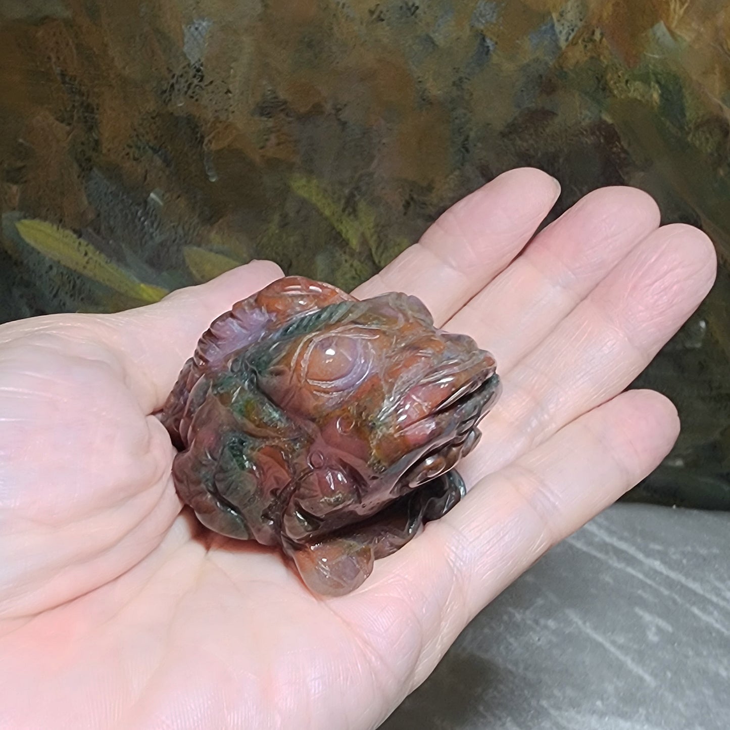 Gegegems Collection aged natural Bloodstone 3 Legs Toad handheld [Natural Crystal] 精品老矿血石三脚蟾蜍手把茶宠小摆件