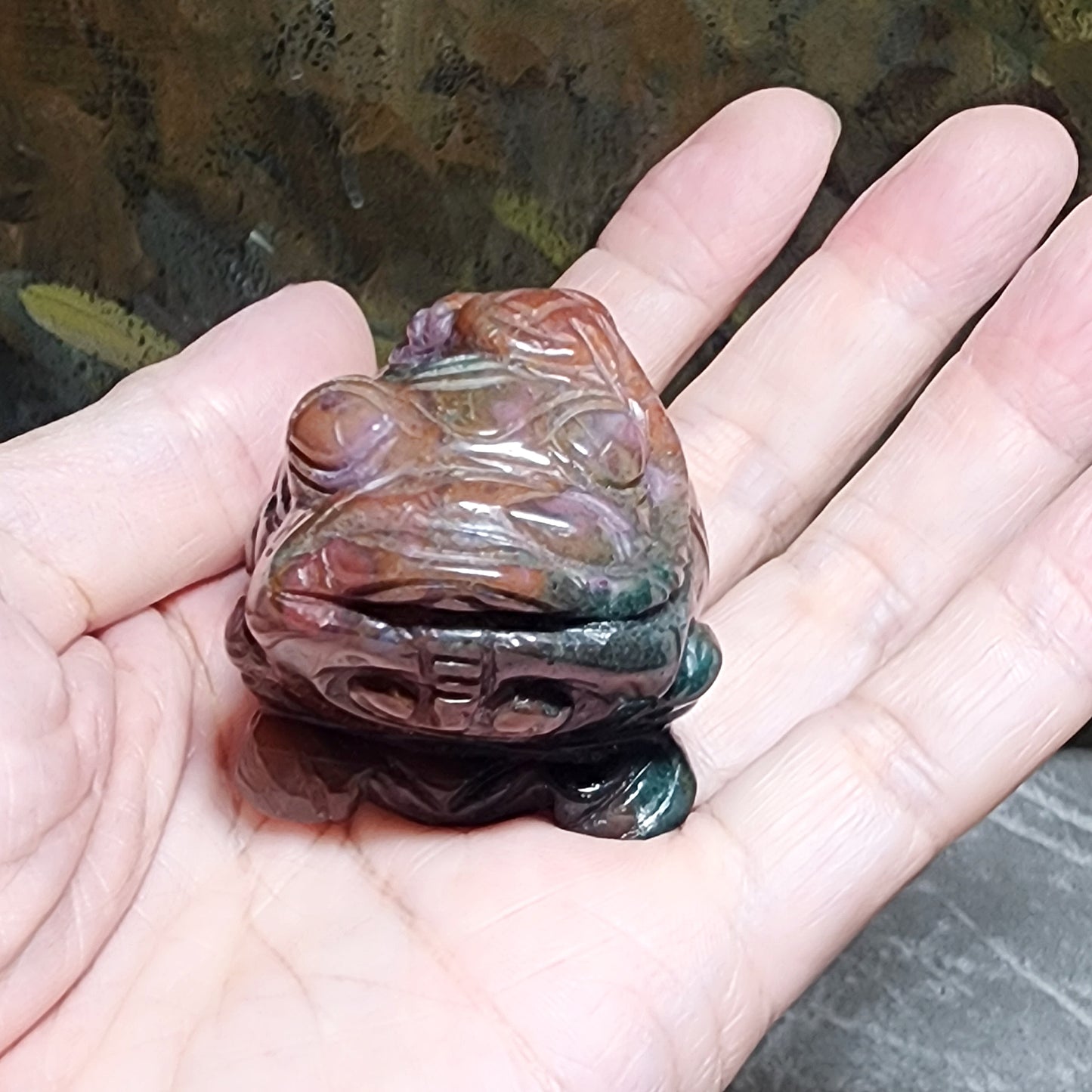 Gegegems Collection aged natural Bloodstone 3 Legs Toad handheld [Natural Crystal] 精品老矿血石三脚蟾蜍手把茶宠小摆件