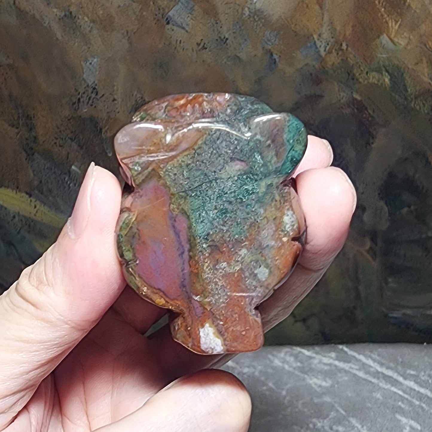 Gegegems Collection aged natural Bloodstone 3 Legs Toad handheld [Natural Crystal] 精品老矿血石三脚蟾蜍手把茶宠小摆件