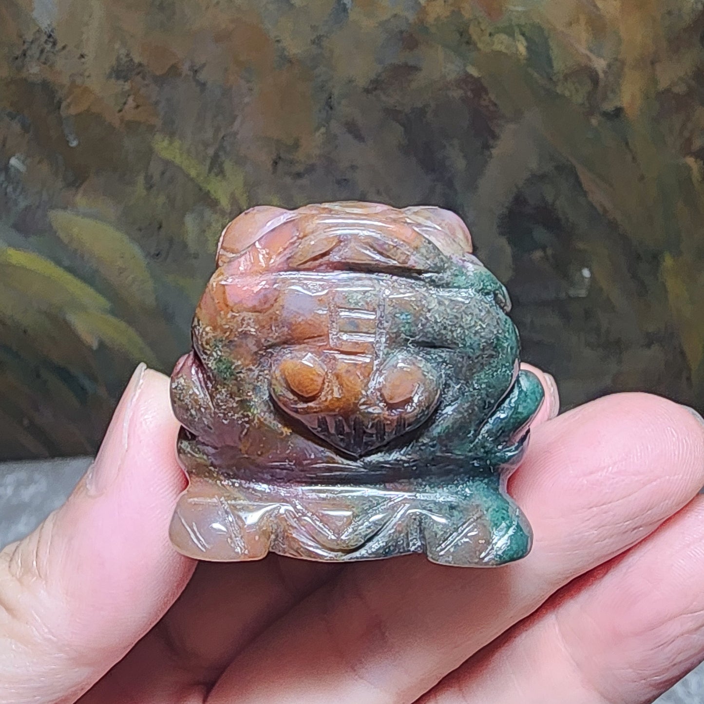 Gegegems Collection aged natural Bloodstone 3 Legs Toad handheld [Natural Crystal] 精品老矿血石三脚蟾蜍手把茶宠小摆件