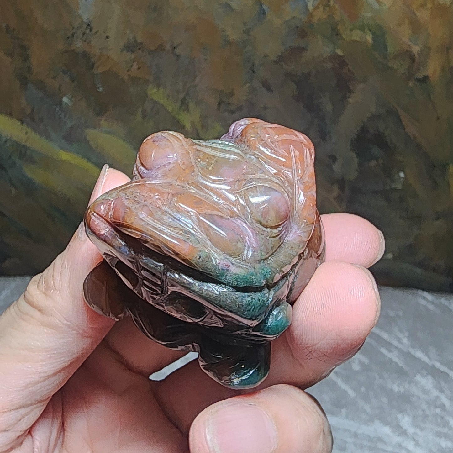 Gegegems Collection aged natural Bloodstone 3 Legs Toad handheld [Natural Crystal] 精品老矿血石三脚蟾蜍手把茶宠小摆件