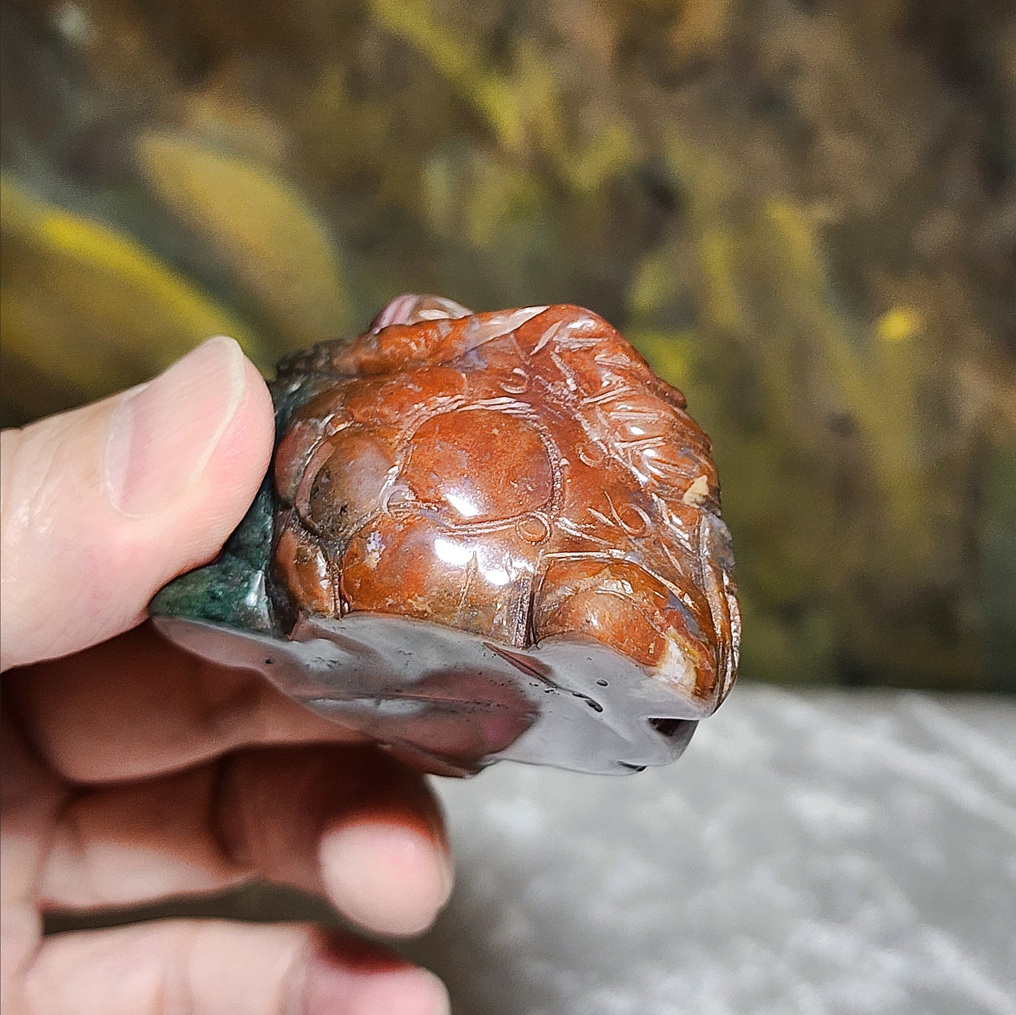 Gegegems Collection aged natural Bloodstone 3 Legs Toad handheld [Natural Crystal] 精品老矿血石三脚蟾蜍手把茶宠小摆件