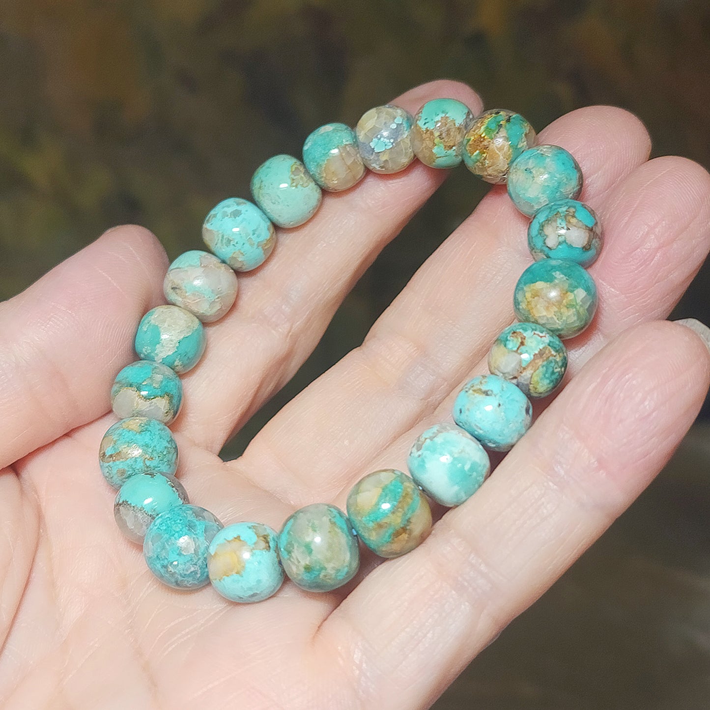 10.5mm Premium natural untreated Hubei Turquoise light blue green Tang Sancai apple shape beads bracelet 精品天然原矿湖北松石高瓷淡蓝绿唐三彩苹果珠手链