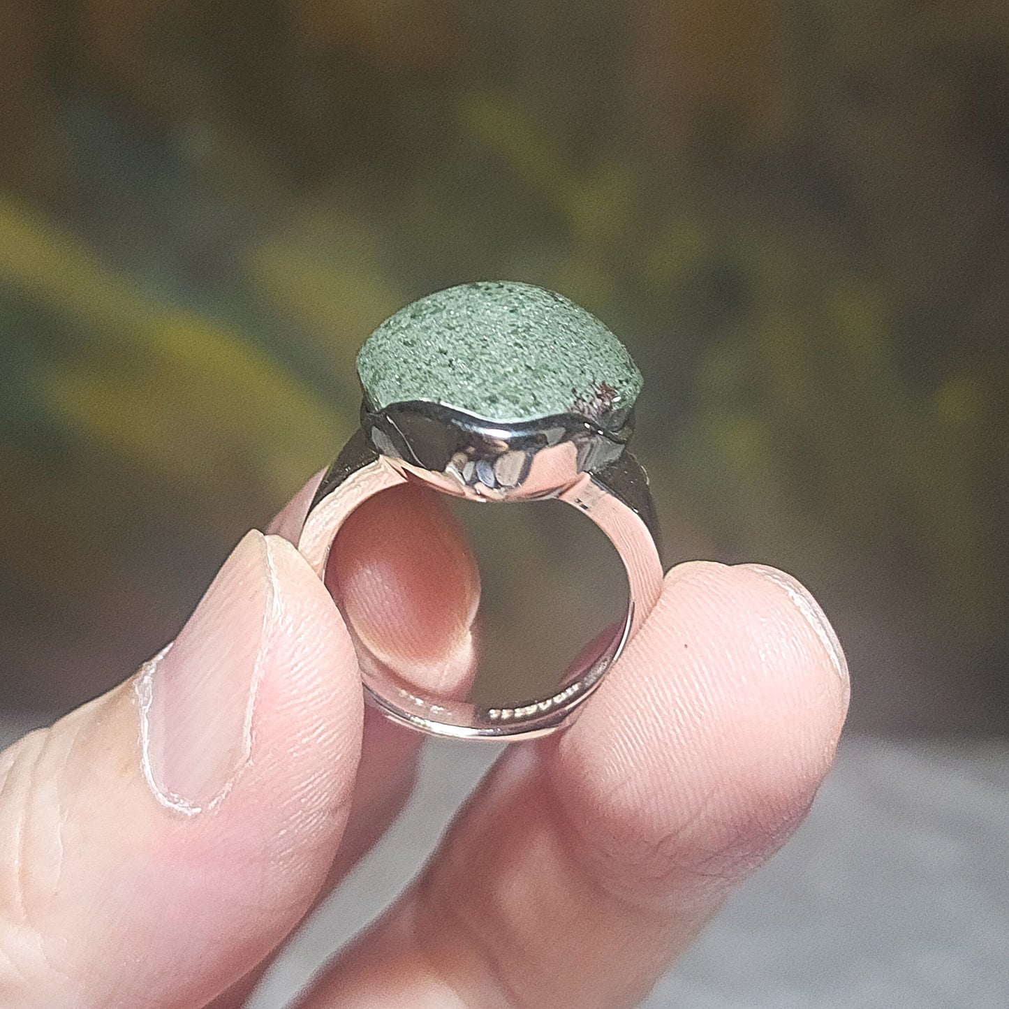 17.6mm Premium natural Green Phantom Quartz 925 Silver ring [Natural Crystal] 精品天然全包裹绿幽灵925银戒指