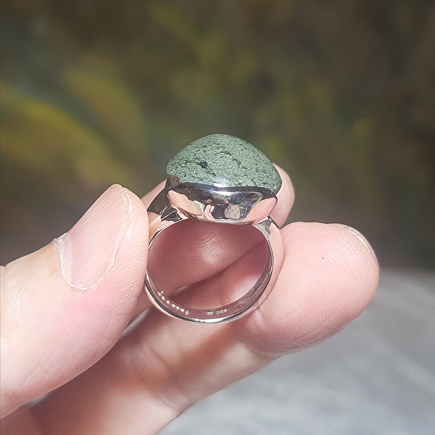 17.6mm Premium natural Green Phantom Quartz 925 Silver ring [Natural Crystal] 精品天然全包裹绿幽灵925银戒指
