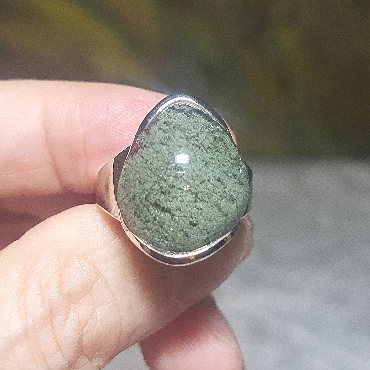 17.6mm Premium natural Green Phantom Quartz 925 Silver ring [Natural Crystal] 精品天然全包裹绿幽灵925银戒指