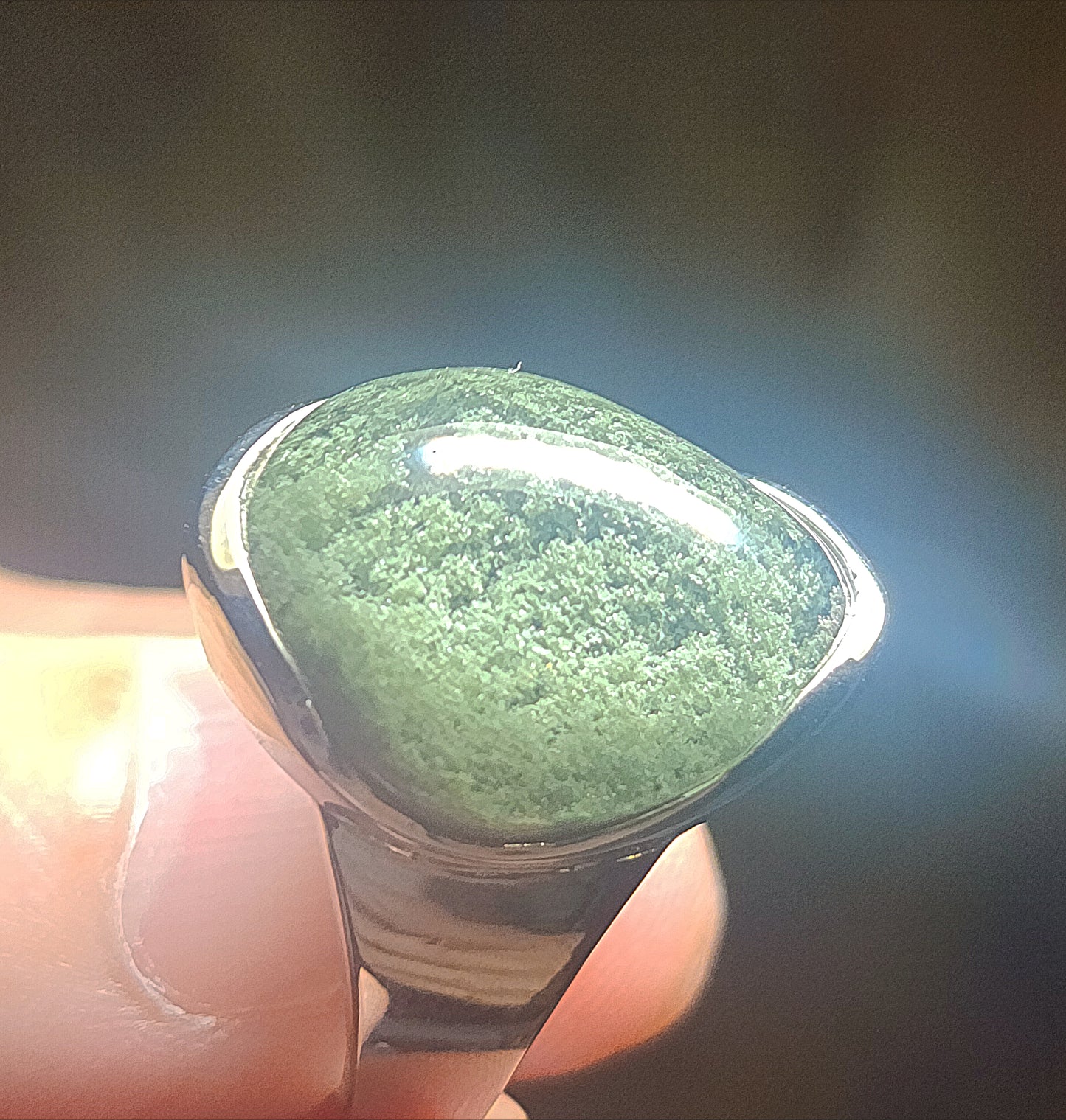 17.6mm Premium natural Green Phantom Quartz 925 Silver ring [Natural Crystal] 精品天然全包裹绿幽灵925银戒指