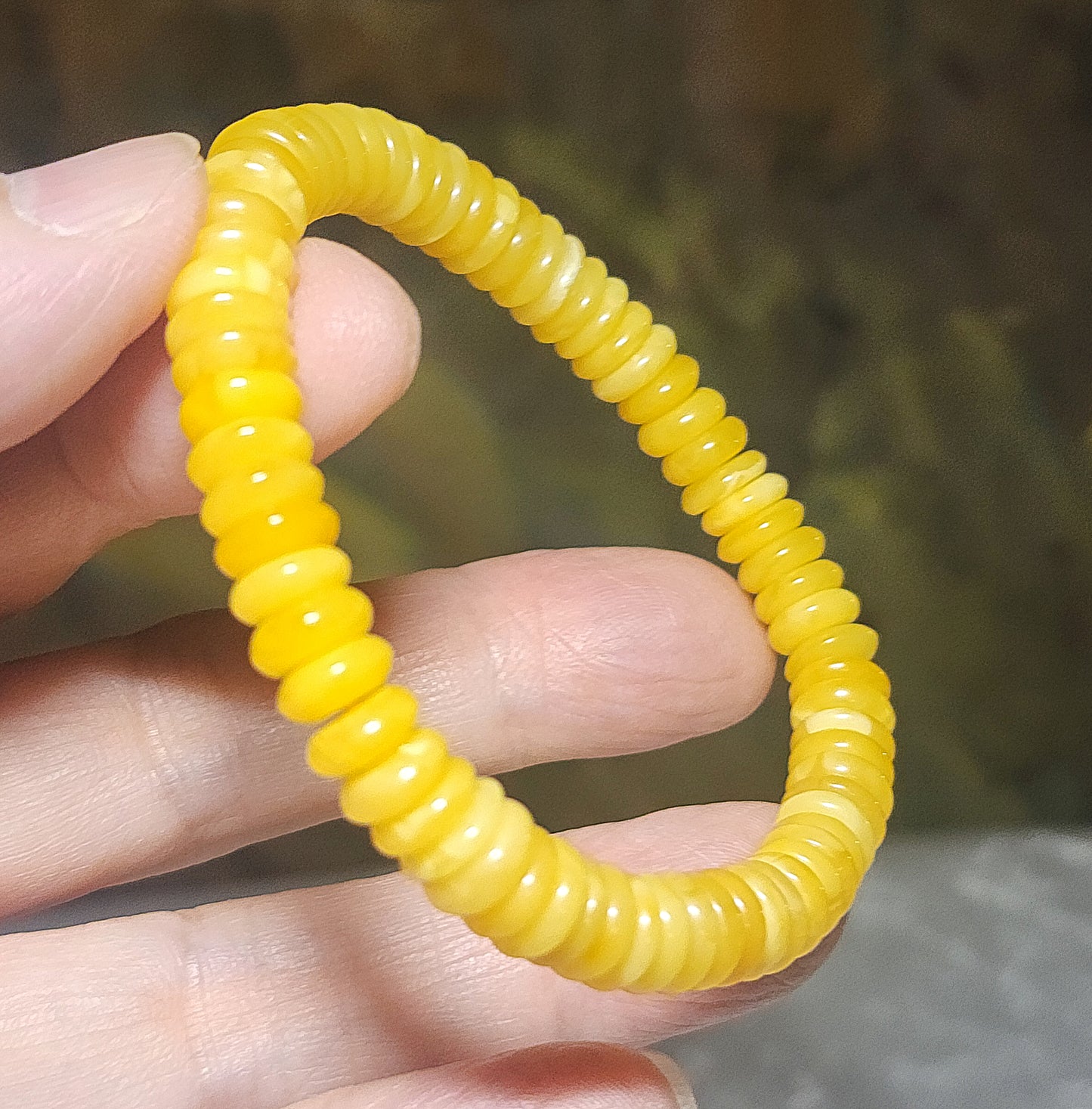 7.9mm Premium Butterscotch Amber donut shape beads bracelet [Natural Crystal] 天然蜜腊算盘珠平安扣手链