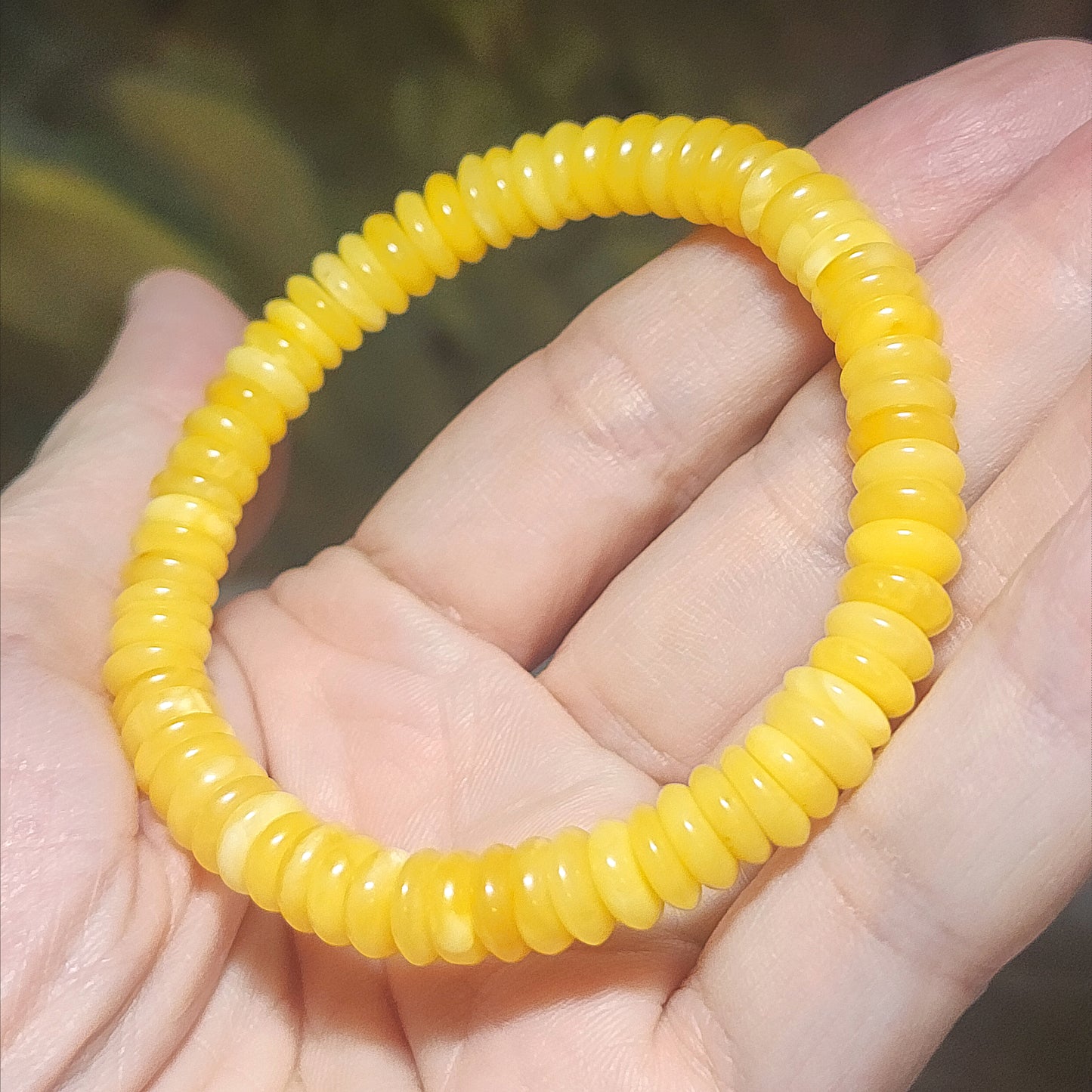 7.9mm Premium Butterscotch Amber donut shape beads bracelet [Natural Crystal] 天然蜜腊算盘珠平安扣手链
