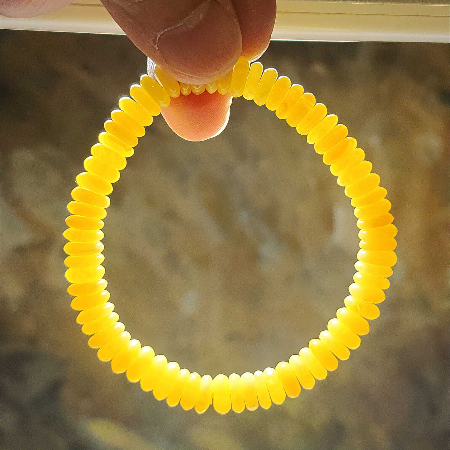 7.9mm Premium Butterscotch Amber donut shape beads bracelet [Natural Crystal] 天然蜜腊算盘珠平安扣手链