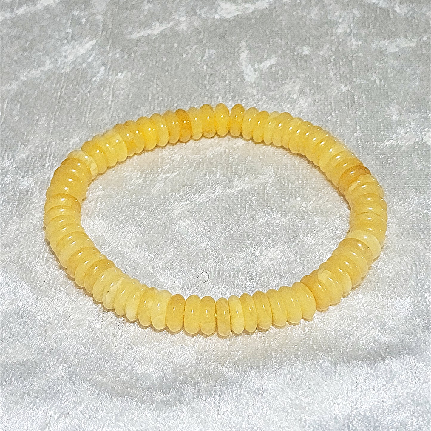7.9mm Premium Butterscotch Amber donut shape beads bracelet [Natural Crystal] 天然蜜腊算盘珠平安扣手链