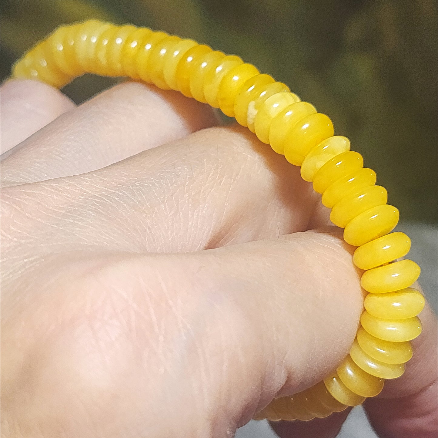 7.9mm Premium Butterscotch Amber donut shape beads bracelet [Natural Crystal] 天然蜜腊算盘珠平安扣手链