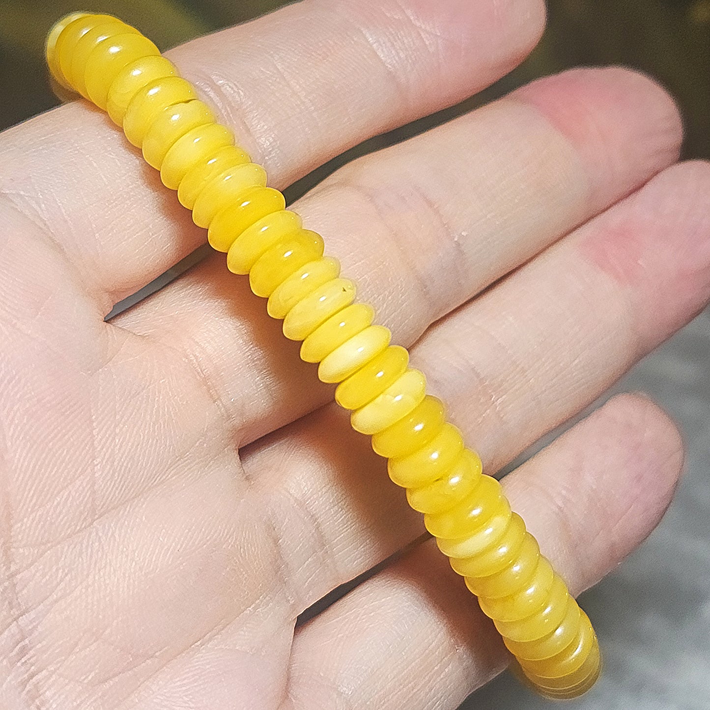 7.9mm Premium Butterscotch Amber donut shape beads bracelet [Natural Crystal] 天然蜜腊算盘珠平安扣手链